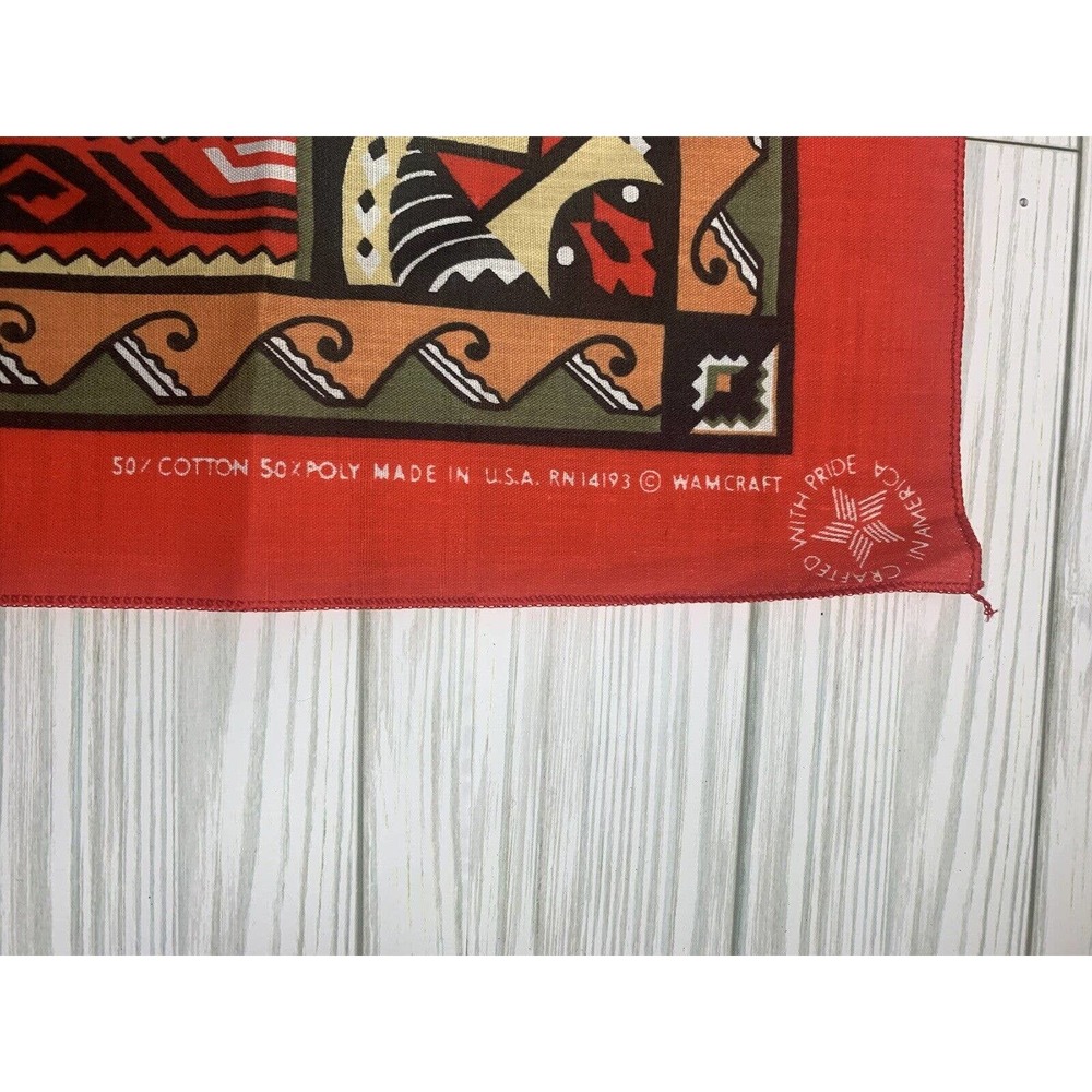 Vintage Wamcraft Bandana Kerchief Head Wrap Native Southwest Design USA MADE - Picture 5 of 12